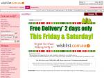 Free Delivery from WishList.com.au, 9-10 November