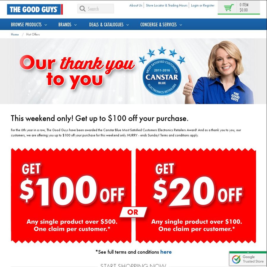 Get $100 Back on $500 Spend or $20 Back on $100 Spend @ TGG Online or ...