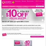 Spend $60 and Receive $10 off at Priceline (Online & In-Store, Free 'Sister Club' Membership Required)