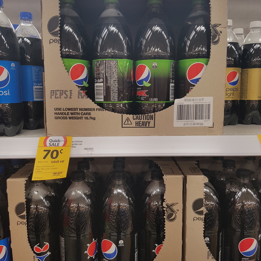 Pepsi Max Lime 1.25L 70c @ Coles - OzBargain