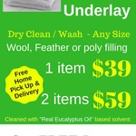 Doona / Blanket / Underlay Dry Clean or Wash @ $39 - Free Home Pick up & Delivery (North Melbourne): Green Earth Laundry
