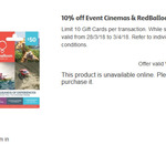 Coles - 10% off Event Cinemas & RedBalloon Gift Cards
