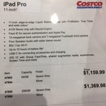 iPad Pro 11" 64GB Wi-Fi $1159, 256GB $1369 | 12.9" 64 GB $1439, 256 GB $1649 @ Costco