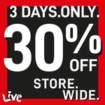 [WA] 30% off Storewide @ Live Clothing (Garden City, Carousel, Whitfords & Perth City)