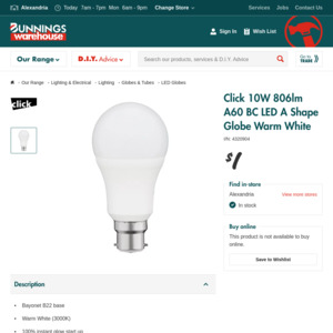 light bulbs at bunnings