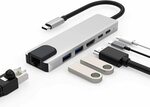 6IN1 USB C HUB, 4K@60Hz HDMI, Ethernet, 2x USB 2.0, PD 87W, Type C Port $26.30 + Delivery ($0 with Prime) @ TEBCTW Amazon AU