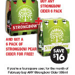 Buy a Strongbow Cider 6 Pack, Then Foursquare Check-in Gets Strongbow Pear Cider 6 Pack for Free