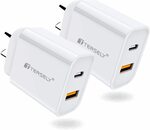 T Tersely 2 Pack AU-Plug PD 20W USB-C Fast Charge Wall $20.39 + Delivery ($0 with Prime/ $39 Spend) @ Statco via Amazon