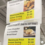 [WA] Food Court: Chicken Bake $3.99 (Save $1), Clam Chowder Bread Bowl $4.99 (Save $2) @ Costco Perth (Membership Required)