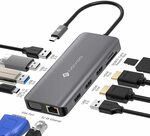 NOVOO USB C Hub 11 in 1 Triple Display Docking Station $63.99 Delivered @ Wellmade Brands AU via Amazon AU