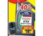 Castrol GTX Modern Engine 15W-40 SN/CF, 5L with Free Oil Filter $20 (40% off) at Repco 22/03/12