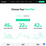 10GB Bonus Welcome Data on Konec Essential $25 22GB Monthly Prepaid Plan (Total 32GB for 30 Days) @ Konec Mobile