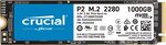 Crucial CT1000P2SSD8 P2 1000GB 3D NAND NVMe PCIe M.2 Internal SSD, 1 TB_Price:$90.00 (Was:	$103.51)