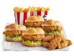 Family Burger Deal $24.95 (4 Burgers, 6 Wicked Wings, 2 Large Chips) Pickup @ KFC Online or App Order Only