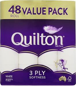 Quilton 3-Ply Toilet Tissue 48 Pack $24 ($21.60 S&S) + Delivery ($0 with Prime/ $59 Spend) @ Amazon AU