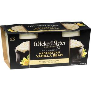 Wicked Sister Vanilla Bean Rice Pudding 2x170g $2.40 Was ($4.80) @ Woolworths