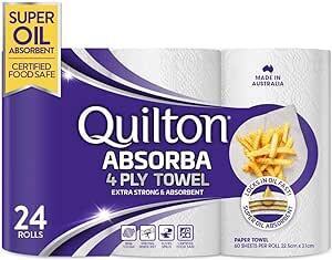 Quilton Absorba Paper Towel: 24 Pk $25.50 ($22.95 S&S), Double Length 8 Pk $17 ($15.30 S&S) + Del ($0 Prime/ $59+) @ Amazon AU