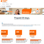 Everyday Mobile Prepaid Plan 30-Day 22GB $12.50 (Everyday Rewards Membership Req) + $5 TopCashback Cashback @ Everyday Mobile