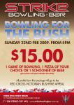 Strike Bowling Bar - 1 Game + Pizza or Beer for $15 - all profit goes to bush fire appeal! (SYD)