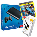 PlayStation 3 12GB Bundle with Uncharted 2: Among Thieves + Pro Gamer HDMI Cable for $179.00