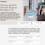 Skype FREE 3-Month Unlimited World for BlackBerry 10 Users (Usually $14.49 Per Month)
