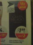 Coles 1/2 Price Green and Black's Organic Block Chocolate 100g $1.99 and FlyBuys Double Points