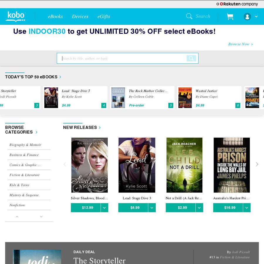 KOBO EBooks 90 off Coupon (Single book purchase only) OzBargain