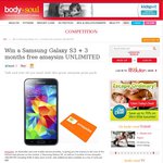 Win a Samsung Galaxy S3 + 3 Months Free Amaysim UNLIMITED from Body + Soul