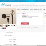 XIAOMI in-Ear Earphone w/ Mic - Golden (Free Shipping) US $15.50 @ All Buy