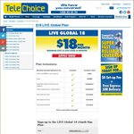 TeleChoice $18 LIVE Global Plan (3G Telstra Network) 24mth Plan