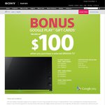 Bonus $100 Google Play Gift Card When Buy a Selected Sony TV