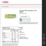 12x Free Range Eggs 600g Now $3.80 Every Day @ Coles & Woolworths