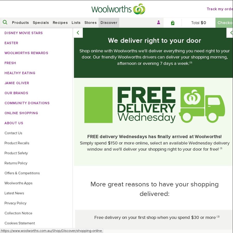 Woolworths Free Delivery Wednesdays Min Spend 150 OzBargain