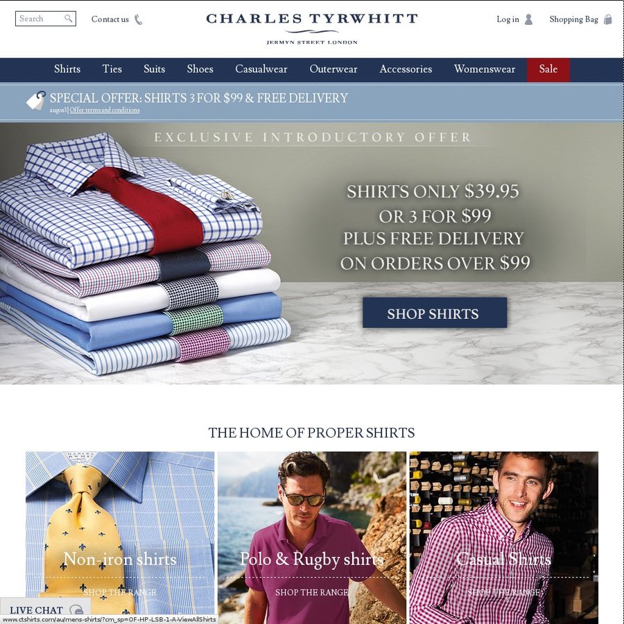 Charles Tyrwhitt - 3 for $99 + Free Delivery - OzBargain