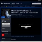 [PS4][Digital] 70% OFF Middle-Earth Shadow of Mordor GOTY Edition AUD 24.95 - 22.45 (Extra 10% Off with PS Plus)