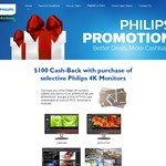$100 Cashback on all 4K Philips Monitors over 30"