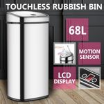 68L Silver Chrome Sensor Operated Touch Less Dust Bin ($64.99 Save 59% off) @CrazySales