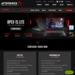 Aftershock 15" Gaming Laptop i7-8750H 256GB SSD GTX 1050ti 8GB RAM Delivered $1299 2 Year Warranty @ AftershockPC
