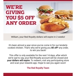 Free $5 Voucher (Red Royalty Members) @ Red Rooster