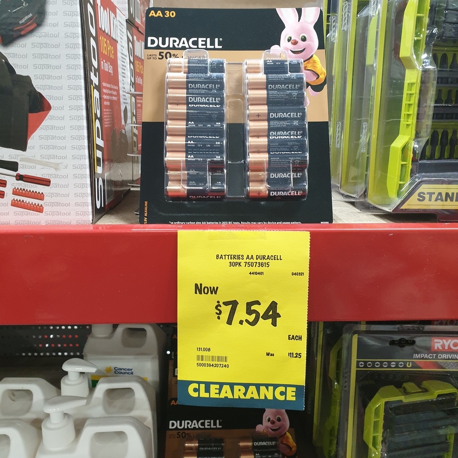 [QLD] Duracell 30 Pack AA Batteries 7.54 Bunnings Underwood OzBargain