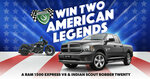 Win a RAM 1500 Express V8 and Indian Scout Bobber Twenty Motorcycle From Shannons