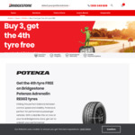 Bridgestone Potenza Adrenalin RE003 Tyres: Buy 3 Get 4th Free @ Bridgestone / Bob Jane / Jax