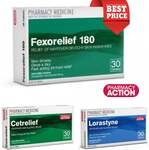 Allergy Relief Bundle: 30x Fexorelief 180mg + 30x Loratadine 10mg + 30x Cetirizine 10mg $19.99 Delivered @ PharmacySavings