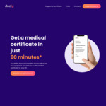 10% off Online Doctor Medical Certificate: $9 Single-Day, $10.80 Multi-Day, $15.30 Unlimited Monthly Subscription @ Docly