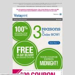 VistaPrint Free $30 Coupon - Select Items Have Free Shipping - Code Expires Tonight