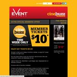 Event Cinemas $10 Tickets, Exclusive to NSW, Brisbane & Gold Coast CineBuzz Members Only