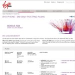 Virgin Mobile BYO Plans Bonus 1GB Data $20 Plan with 1.2 Gig (Works on 4G)