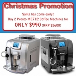 Buy 2 Pronto ME712 Coffee Machines for $990