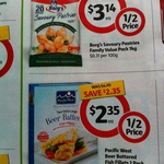 50% off Borg's Pastries 1KG $3.14, Pacific Beer Battered Fish Fillet 230g $2.35 @ Coles 21 May