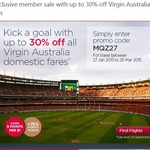 Up to 30% off Virgin Australia Domestic - Travel 27/01/15 - 26/03/15 